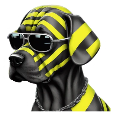 .Zombie_ Vaporwave black holographic oilslick zombie dog yellow caution tape graffiti yellow black stripes sticker