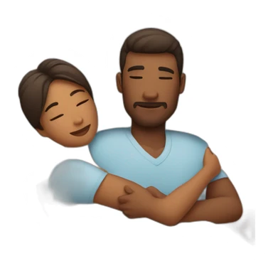 Woman and man cuddling in bed sticker
