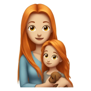 Girl with long orange hair holding boy baby with brown hair  sticker