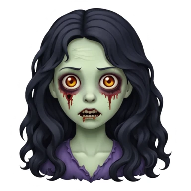 A girl zombie with long black wavy hair  sticker