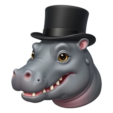 Smiling hippo with top hat  sticker