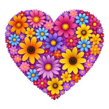 heart made of flowers sticker