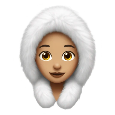 Girl in white big fluffy fur ear covers sticker