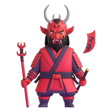 Devil samurai warrior with horns sticker