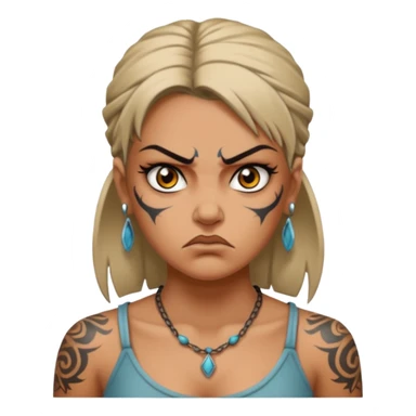 ancient angry girl Tattooed, not wearing necklace sticker