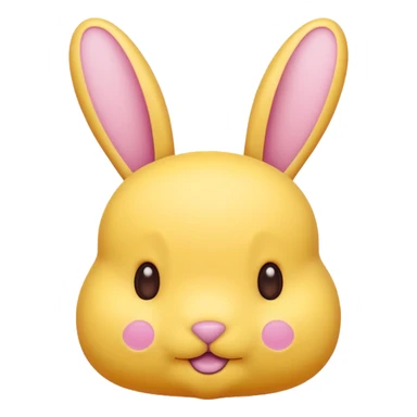 peeps bunny all yellow with three brown dots for eyes and nose no hair no pink sticker