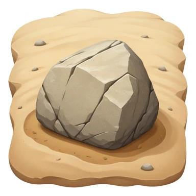 generate realistic detailed big stone on sand sticker