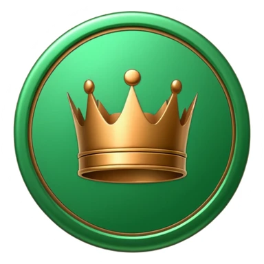 green coin with king symbol inside sticker