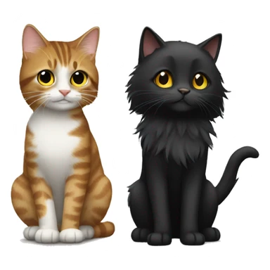 a long haired tabby full body and black cat sticker