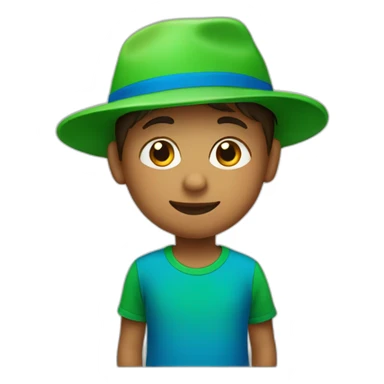 A little boy with a blue hat and a green t'shirt  sticker