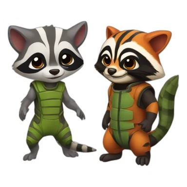 salamander and rocket racoon sticker