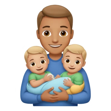 man with three babies sticker