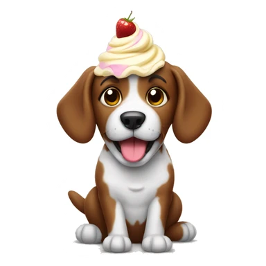 sweet dog with ice cream  sticker