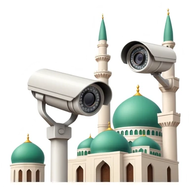 cctv cameras inside a mosque. sticker