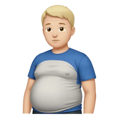Male has bloated belly in t-shirt profile angle shot sticker
