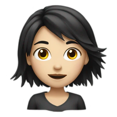 A white crazy girl with black hair sticker