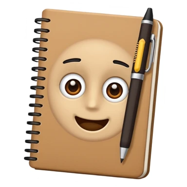 brown school notebook and pen sticker