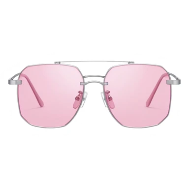 Y2K thin metal frameless pink glasses with geometric shaped lenses, 2000s style sticker