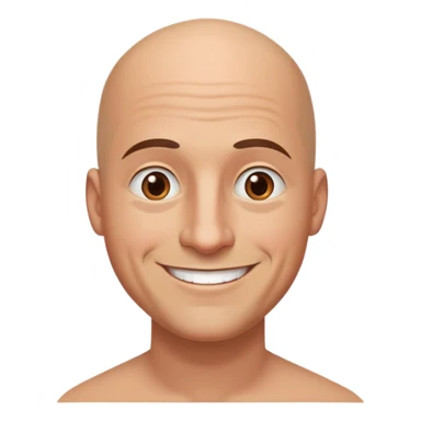 bald smiling man shaven brown eyes big chin sticker