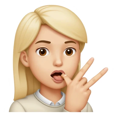 person with index finger in mouth, biting finger sticker