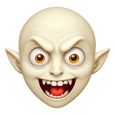 Cinematic Comical Vampire Portrait Emoji, with a sharply stylized, slightly caricatured pale face accented with exaggerated fangs and overly dramatic wide eyes filled with comic shock, head tilted in a hilariously startled pose, simplified yet amusingly detailed, glowing with a soft mysterious glow and a playful outline capturing the quirky humor of a vampire in disbelief! sticker