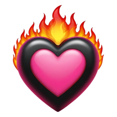 Black, red, hot pink heart make it way more flashy, lightly wreathed in flame  sticker
