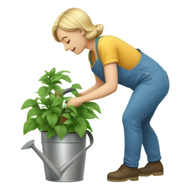 White woman watering plants  sticker