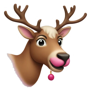 pink nosed reindeer sticker