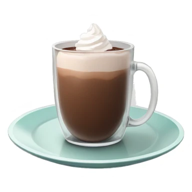 Hot chocolate in glass on plate with no whipped cream sticker