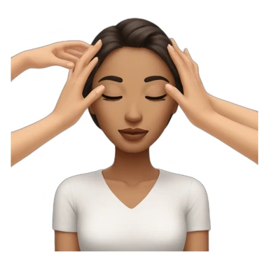 woman with open eyes gets a head massage from two hands sticker