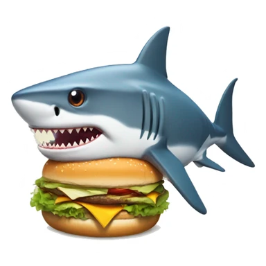 shark with a burger sticker