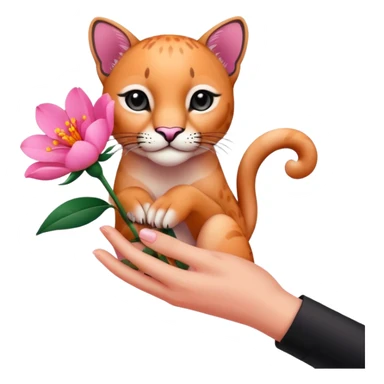 a flower in hand that holds the puma sticker