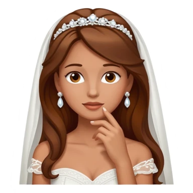 White tanned skin bride with brown hair with a chin on her face sticker
