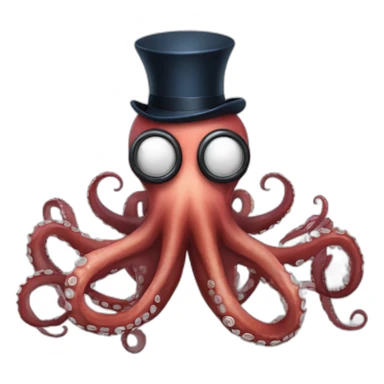 french octopus with monocle and mustache and top hate sticker