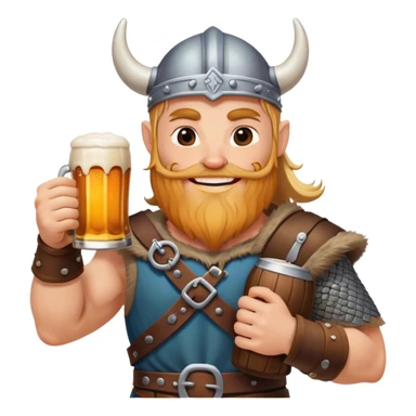 smiling viking with beer sticker