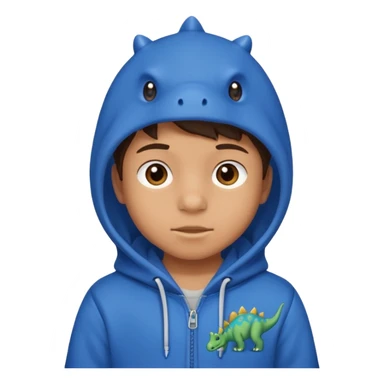 kid in blue dinosaur hoodie sticker
