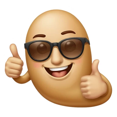 Bean wearing sunglasses giving a thumps up sticker