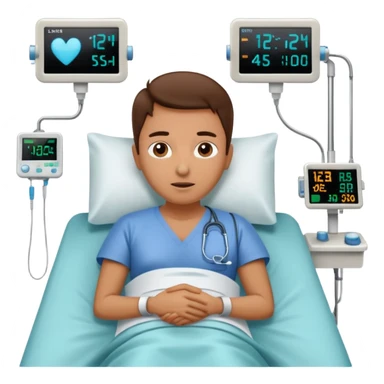 a patient waking up before a surgery, with monitors etc. A PATIENT NOT A DOCTOR sticker