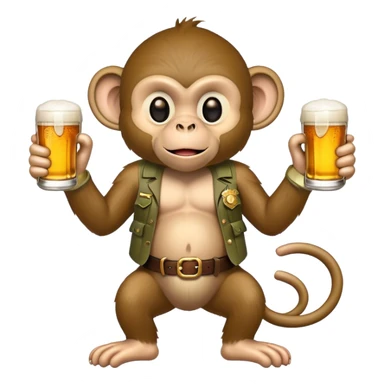 Monkey with beer and guns sticker