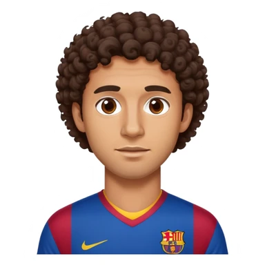 Chico trigueño con el pelo rizo  marron oscuro y ojos marron oscuro con la jersey del Barcelona sticker