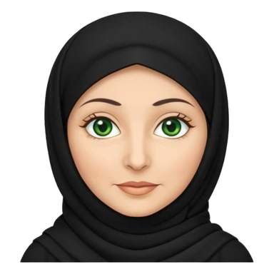 Older Muslim women with black hijab, white, green eyes sticker