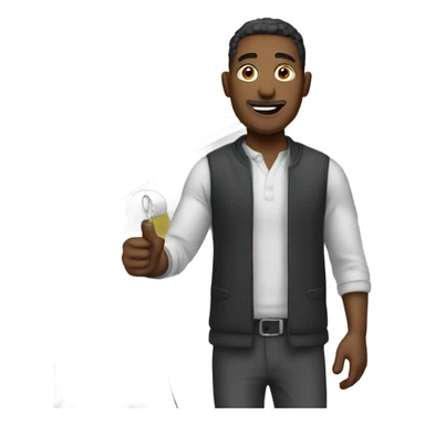 a man selling a car sticker