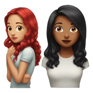 Girl with black hair and girl with red hair kissing sticker