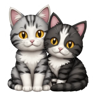 Two cats one black one grey and white cuddling sticker