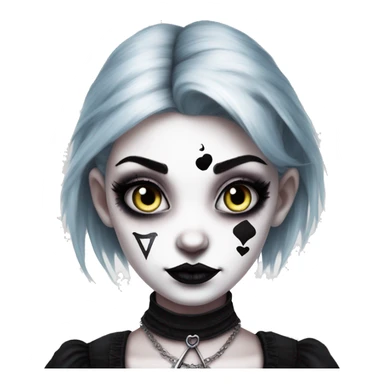 Realism punk goth Alice in Wonderland with neck tattoos and dark eye makeup sticker