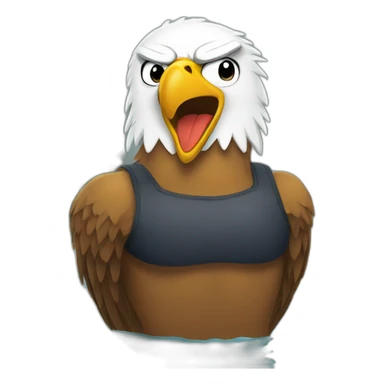 angry eagle in a swimming pool sticker