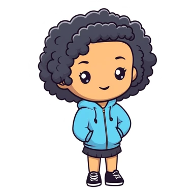 mixed-race girl with shaved curly black hair sticker