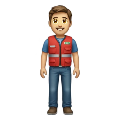 Guy with brown hair in Lowe’s red vest sticker