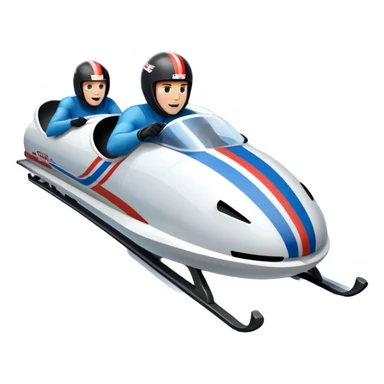 An icon featuring a sleek bobsled with athletes racing down an icy track at high speed, helmets on and bodies aligned for aerodynamics. Surrounded by icy curves, snowbanks, and a wintry mountain backdrop. Transparent background captures the thrill and precision of bobsleigh. sticker