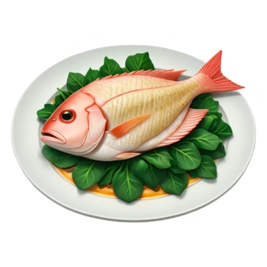 Cinematic fresh snapper fillet, pan-seared to golden perfection, soft and flaky texture, resting on a bed of sautéed greens, warm glowing background, refined and elegant. sticker